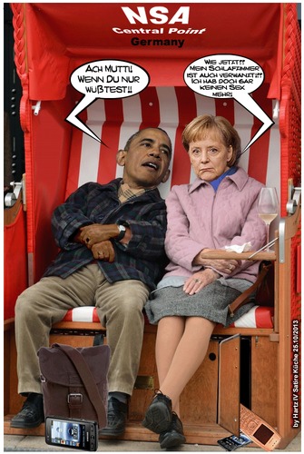 Cartoon: Verwanzt (medium) by Egon58 tagged merkel,obama,politik,nsa