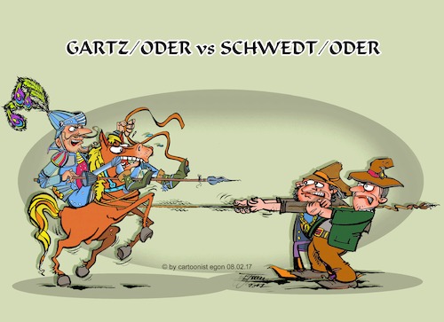 Cartoon: Gartzer Eingemeindung (medium) by Egon58 tagged gartz,schwedt,eingemeindung,gebietskreisreforemen