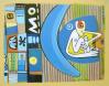 Cartoon: la lune dans la tete (small) by Alesko tagged painting,acrylique,alesko,lune,moon