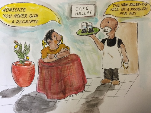 Cartoon: Cafe Ellas (medium) by CatPal tagged greek,economy