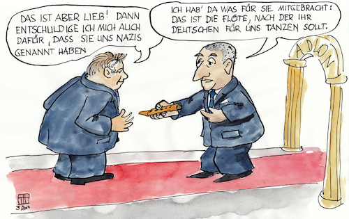 Cartoon: Außenministertreffen (medium) by thomasH tagged außenminister,deutschland,türkei,wahlkampfauftritte,verhältnis,referendum,abstimmung,autokratie,unterdrückung,freiheit