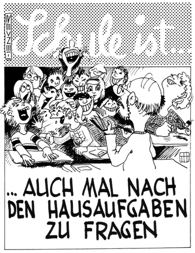 Cartoon: Hausaufgaben (medium) by thomasH tagged schule,hausaufgaben,kontrolle,schüler,zensuren