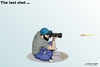 Cartoon: the last shot ... (small) by jalal hajir tagged press,syria,terrorism,war