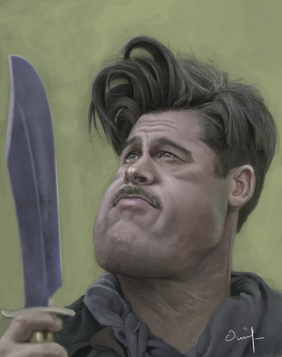 Cartoon: Caricature- brad pitt colored (medium) by vim_kerk tagged caricature,brad,pitt,inglorious,bastard,colored