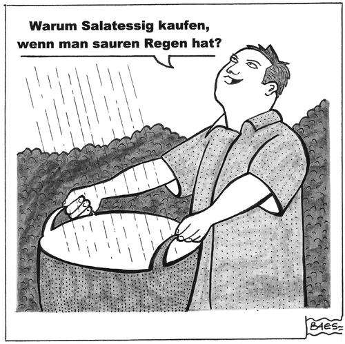 Cartoon: Alles Saure kommt von oben (medium) by BAES tagged regen,saurer,niederschlag,luftverschmutzung,abgase,salat,essig,regen,saurer,niederschlag,luftverschmutzung,abgase,salat,essig