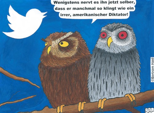 Cartoon: Ausgezwitschert (medium) by BAES tagged politik,usa,präsident,donald,trump,twitter,fake,vogel,cartoon,lüge,fakten,politik,usa,präsident,donald,trump,twitter,fake,vogel,cartoon,lüge,fakten