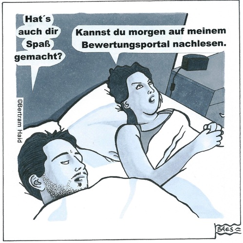 Cartoon: Bewertungsportale (medium) by BAES tagged mann,frau,paar,liebe,facebook,mann,frau,paar,liebe,sex,facebook
