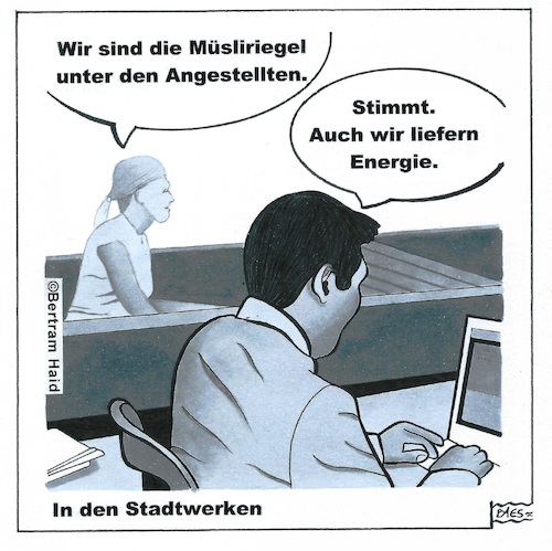 Cartoon: In den Stadtwerken (medium) by BAES tagged energie,infrastruktur,wasser,strom,kanalisation,versorgung,service,verwaltung,büro,müsli,gesundheit,energie,infrastruktur,wasser,strom,kanalisation,versorgung,service,verwaltung,büro,müsli,gesundheit