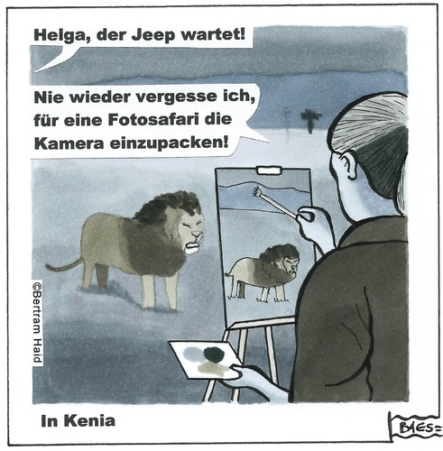 Cartoon: In Kenia (medium) by BAES tagged safari,urlaub,kenia,afrika,löwe,tiere,malen,kunst,foto,gemälde,gefahr,safari,urlaub,kenia,afrika,löwe,tiere,malen,kunst,foto,gemälde,gefahr