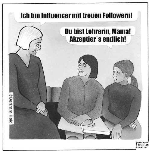 Cartoon: Influencer (medium) by BAES tagged lehrer,unterricht,schüler,schule,mutter,kinder,influencer,follower,lehrer,unterricht,schüler,schule,mutter,kinder,influencer,follower