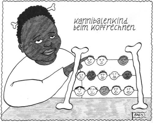 Cartoon: Kannibalenkind beim Kopfrechnen (medium) by BAES tagged kind,kannibale,kannibalen,knochen,rechnen,math22,mathematik,zählen,kopfrechnen,menschenfresser,schule,lernen