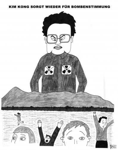 Cartoon: KIM KONG (medium) by BAES tagged kim,jong,il,nordkorea,korea,atomwaffen,krieg,kim jong il,korea,nordkorea,atomwaffen,krieg,waffen,militär,diktator,atom,verteidigung,angriff,panik,angst,furcht,weltmacht,kim,jong,il,party,feier,stimmung,bombenstimmung,atomare waffen,atomare