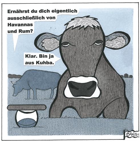 Cartoon: Kuhba (medium) by BAES tagged kuh,rum,zigarren,kuba,kuh,rum,zigarren,kuba