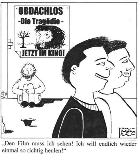 Cartoon: Obdachlos (medium) by BAES tagged kino,obdachlos,armut,mann,männer,straße,film