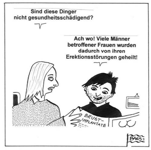 Cartoon: Brustimplantate (medium) by BAES tagged paar,pärchen,beziehung,liebe,brust,busen,erektionsstörung,brustvergrößerung,schönheitsoperation,mann,frau,erotik