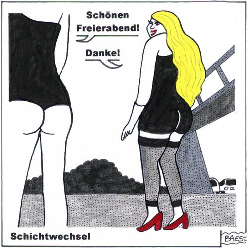 Cartoon: Schichtwechsel (medium) by BAES tagged liebe,frau,frauen,prostitution,huren,straßenstrich