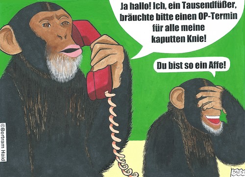 Cartoon: Telefonjoker (medium) by BAES tagged tiere,affe,operation,arzt,krankheit,telefon,anruf,knie,humor,cartoon,karikatur,tiere,affe,operation,arzt,krankheit,telefon,anruf,knie,humor,cartoon,karikatur