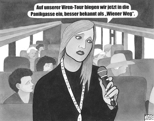 Cartoon: Wiener Weg (medium) by BAES tagged covid,covid19,corona,virus,angst,panik,wien,covid,covid19,corona,virus,angst,panik,wien