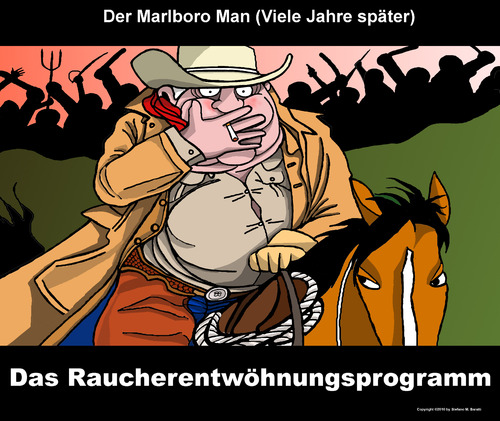 Cartoon: Nichtrauchen (medium) by perugino tagged nichtrauchen,nichtrauchen,rauchen,raucher,malboro,cowboy,gesundheit,verbot,rauchverbot