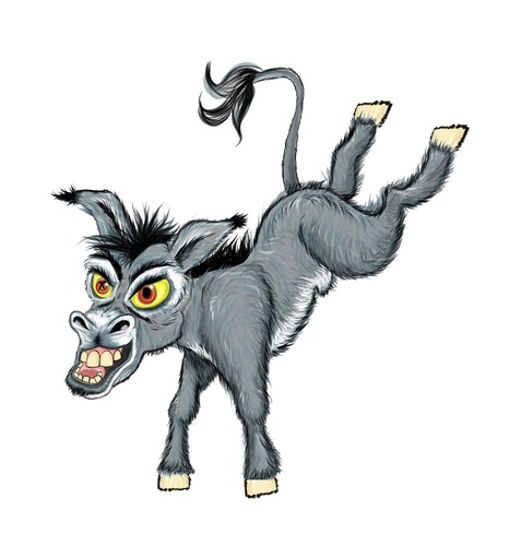 Cartoon: Angry Ass (medium) by Sarieka tagged donkey,kick,jackass,ass,mule,wild
