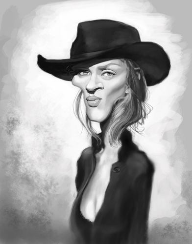 Cartoon: Uma Thurman (medium) by doodleart tagged uma,thurman