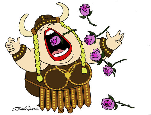 Cartoon: Brava Opera (medium) by JohnnyCartoons tagged opera,singer,viking