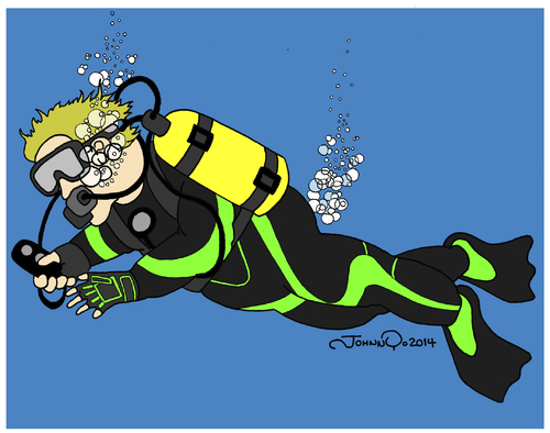 Cartoon: Diver Downwind (medium) by JohnnyCartoons tagged scuba,diver,watersports