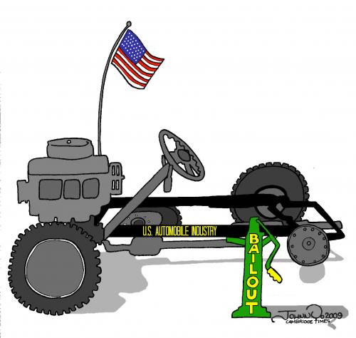 Cartoon: US Auto Bailout (medium) by JohnnyCartoons tagged us,economy,auto,industry,bailout