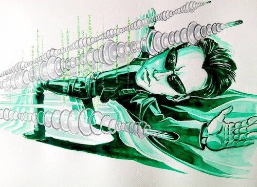 Cartoon: Neo 2.0 (medium) by Kvik84 tagged keanureaves,matrix,neo,scifi,caricature