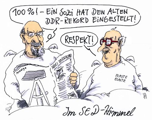 Cartoon: 100 prozent (medium) by Andreas Prüstel tagged spd,neuer,parteivorsitzender,martin,schulz,sonderparteitag,wahl,wahlergebnis,ddr,ulbricht,honecker,sed,cartoon,karikatur,andreas,pruestel,spd,neuer,parteivorsitzender,martin,schulz,sonderparteitag,wahl,wahlergebnis,ddr,ulbricht,honecker,sed,cartoon,karikatur,andreas,pruestel