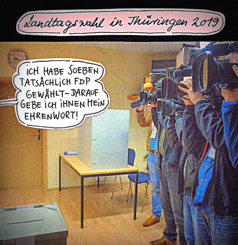Cartoon: ... (medium) by Andreas Prüstel tagged landtagswahlen,thüringen,fdp,zweitausendneunzehn,cartoon,collage,andreas,pruestel