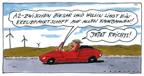 Cartoon: A2 (medium) by Andreas Prüstel tagged autobahn,verkehrsfunk,autobahn,verkehrsfunk,autos,bahn