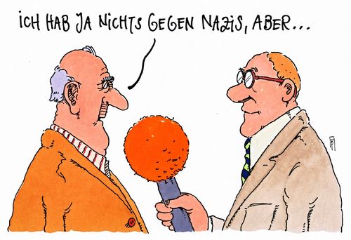 Cartoon: aber usw. (medium) by Andreas Prüstel tagged nazis,neonazis,besorgte,bürger,pegida,interview,flüchtlinge,fremdenfeindlichkeit,cartoon,karikatur,andreas,pruestel,nazis,neonazis,besorgte,bürger,pegida,interview,flüchtlinge,fremdenfeindlichkeit,cartoon,karikatur,andreas,pruestel