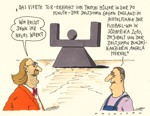 Cartoon: achtelfinale (medium) by Andreas Prüstel tagged fußballweltmeisterschaft,südafrika,england,deutschenationalmannschaft,thomasmüller,merkel,torjubel,fußballweltmeisterschaft,südafrika,england,merkel