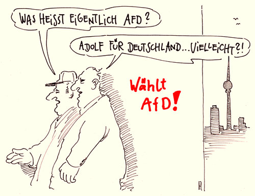 Cartoon: AfD (medium) by Andreas Prüstel tagged afd,alternative,für,deutschland,neue,partei,gründungskongress,eurokritik,cartoon,karikatur,afd,alternative,für,deutschland,neue,partei,gründungskongress,eurokritik,cartoon,karikatur