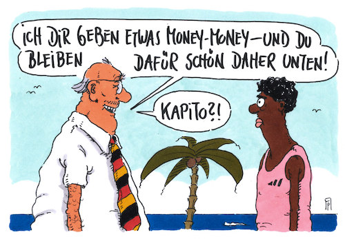 Cartoon: afrikahilfe (medium) by Andreas Prüstel tagged afrikagipfel,führende,industrieländer,finanzhilfen,kredite,gewinne,flüchtlinge,deutschland,cartoon,karikatur,andreas,pruestel,afrikagipfel,führende,industrieländer,finanzhilfen,kredite,gewinne,flüchtlinge,deutschland,cartoon,karikatur,andreas,pruestel