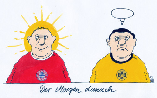 Cartoon: after wembley (medium) by Andreas Prüstel tagged campions,league,finale,wemley,london,fc,bayern,münchen,borussia,dortmund,fans,cartoon,karikatur,andreas,prüstel,campions,league,finale,wemley,london,fc,bayern,münchen,borussia,dortmund,fans,cartoon,karikatur,andreas,prüstel