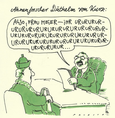 Cartoon: ahnenforschung (medium) by Andreas Prüstel tagged ahnen,ahnenforschung,herkunft,familie,ahnen,ahnenforschung,herkunft,familie