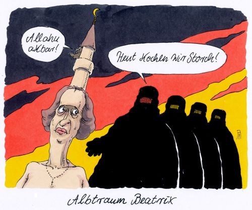 Cartoon: albtraum beatrix (medium) by Andreas Prüstel tagged afd,beatrix,von,storch,islmam,islamfeindlichkeit,burka,moschee,religionsfreiheit,rechtspopulismus,albtraum,cartoon,karikatur,andreas,pruestel,afd,beatrix,von,storch,islmam,islamfeindlichkeit,burka,moschee,religionsfreiheit,rechtspopulismus,albtraum,cartoon,karikatur,andreas,pruestel