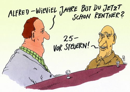 Cartoon: alfred (medium) by Andreas Prüstel tagged rente,rentner,alfred,steuern,cartoon,karikatur,andreas,pruestel,rente,rentner,alfred,steuern,cartoon,karikatur,andreas,pruestel