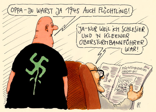 Cartoon: alter schlesier (medium) by Andreas Prüstel tagged flüchtlinge,flüchtlingszustrom,opa,ss,schlesien,flucht,obersturmbannführer,schlesier,cartoon,karikatur,andreas,pruestel,flüchtlinge,flüchtlingszustrom,opa,ss,schlesien,flucht,obersturmbannführer,schlesier,cartoon,karikatur,andreas,pruestel