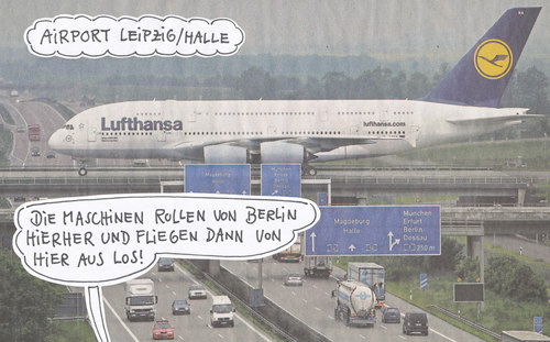 Cartoon: alternative (medium) by Andreas Prüstel tagged ber,großflughafen,berlin,brandenburg,airport,leipzig,halle,ber,großflughafen,berlin,brandenburg,airport,leipzig,halle