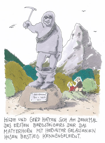 Cartoon: am matterhorn (medium) by Andreas Prüstel tagged matterhorn,bergsteiger,denkmal,schweiz,begegnung,matterhorn,bergsteiger,denkmal,schweiz,begegnung,sex