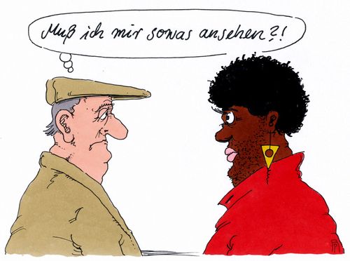 Cartoon: ansehen (medium) by Andreas Prüstel tagged rassismus,cartoon,karikatur,andreas,pruestel,rassismus,cartoon,karikatur,andreas,pruestel
