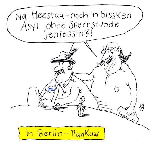 Cartoon: asyl spezial (medium) by Andreas Prüstel tagged csu,bayern,asylstreit,asyl,berlin,pankow,cartoon,karikatur,andreas,pruestel,csu,bayern,asylstreit,asyl,berlin,pankow,cartoon,karikatur,andreas,pruestel