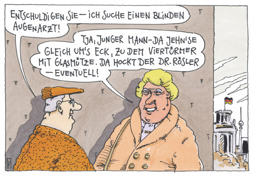 Cartoon: augenarzt (medium) by Andreas Prüstel tagged augenarzt,philipp,rösler,parteivorsitzender,fdp,reichstag,bundestag,berlin,augenarzt,philipp,rösler,parteivorsitzender,fdp,reichstag,bundestag,berlin