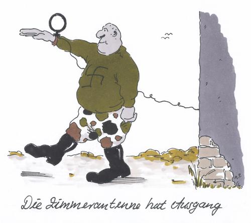 Cartoon: ausgang (medium) by Andreas Prüstel tagged neonazi,hitlergruß,zimmerantenne,ausgang,neonazi,hitlergruß,zimmerantenne,ausgang