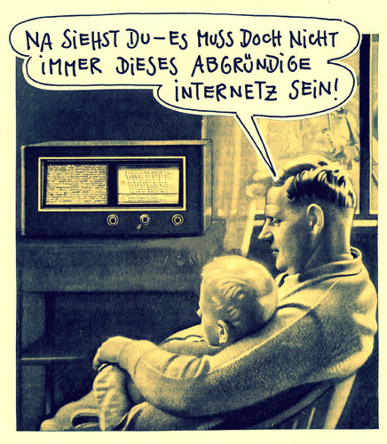 Cartoon: ausnetzer (medium) by Andreas Prüstel tagged pruestel,andreas,cartoon,collage,sohn,vater,familie,radio,internet,internet,radio,familie,vater,sohn,collage,cartoon,andreas,pruestel