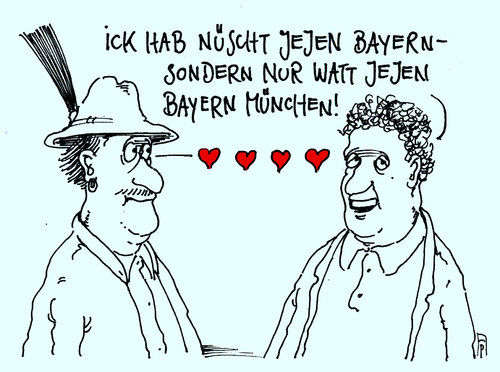 Cartoon: bayern preussen (medium) by Andreas Prüstel tagged bayern,preussen,berlin,fc,münchen,fußball,schwul,homosexuallität,cartoon,karikatur,andreas,pruestel,bayern,preussen,berlin,fc,münchen,fußball,schwul,homosexuallität,cartoon,karikatur,andreas,pruestel