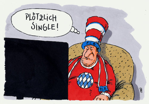 Cartoon: bayernfrust (medium) by Andreas Prüstel tagged pokalaus,fc,bayern,münchen,borussia,dortmunf,triple,doppel,single,cartoon,karikatur,andreas,pruestel,pokalaus,fc,bayern,münchen,borussia,dortmunf,triple,doppel,single,cartoon,karikatur,andreas,pruestel